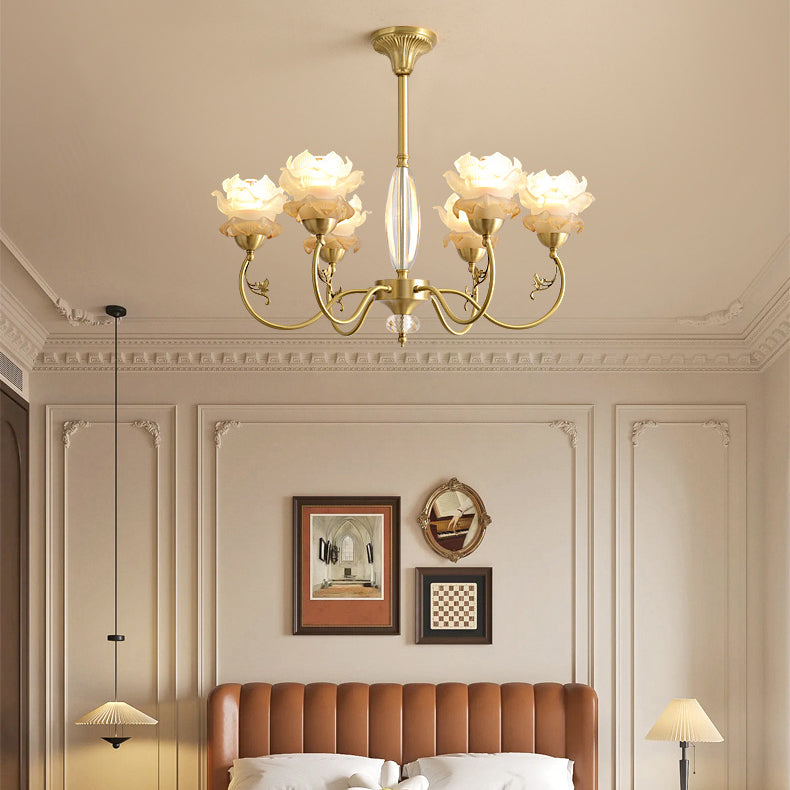 Elegant Copper & Crystal French Floral Chandelier for Living Room