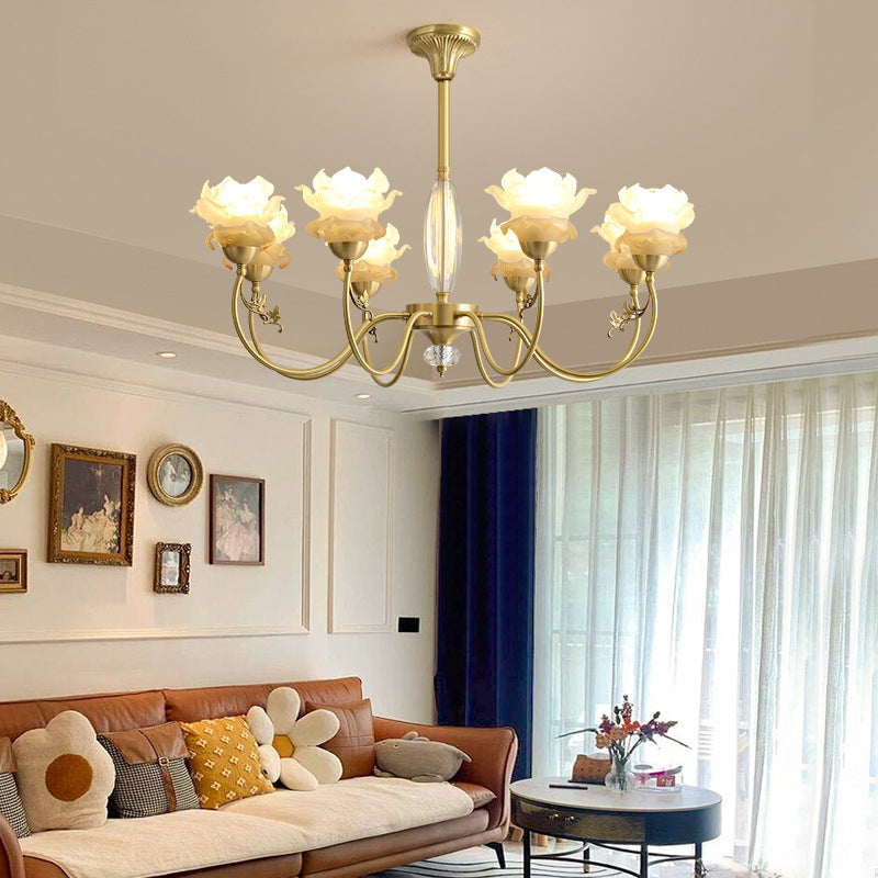 Elegant Copper & Crystal French Floral Chandelier for Living Room