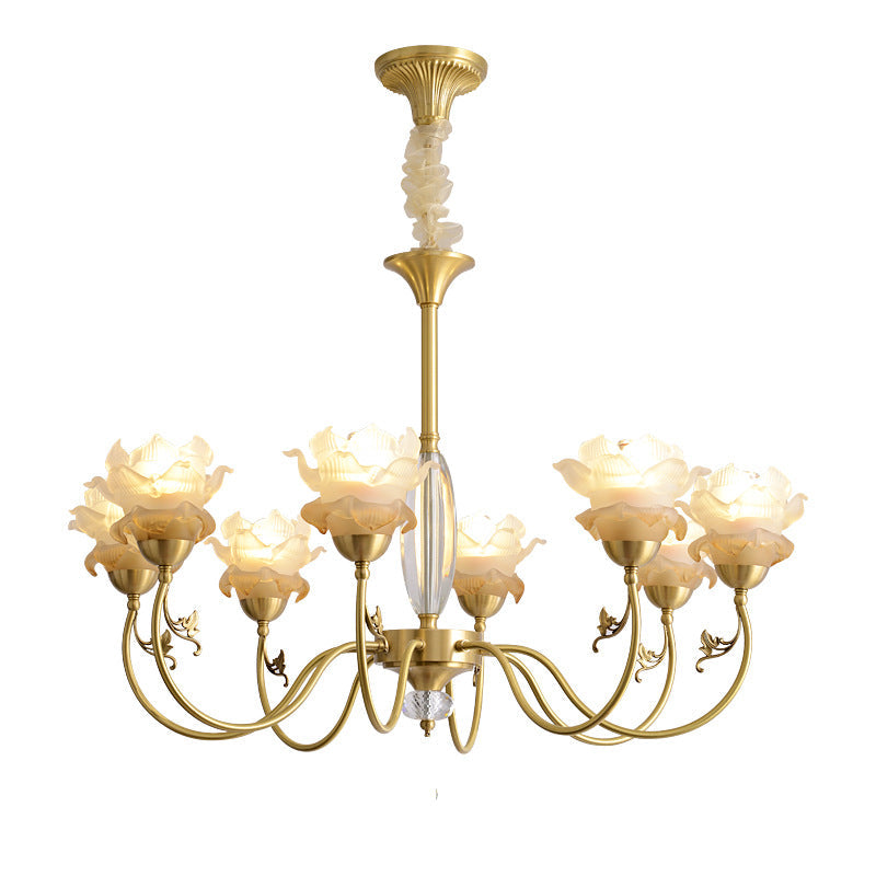 Elegant Copper & Crystal French Floral Chandelier for Living Room