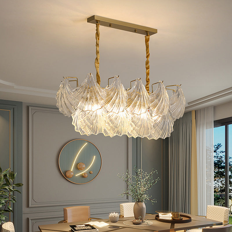 Elegant Ribbed Glass Chandelier, 4/8/9/12 Lights for Modern Living Room