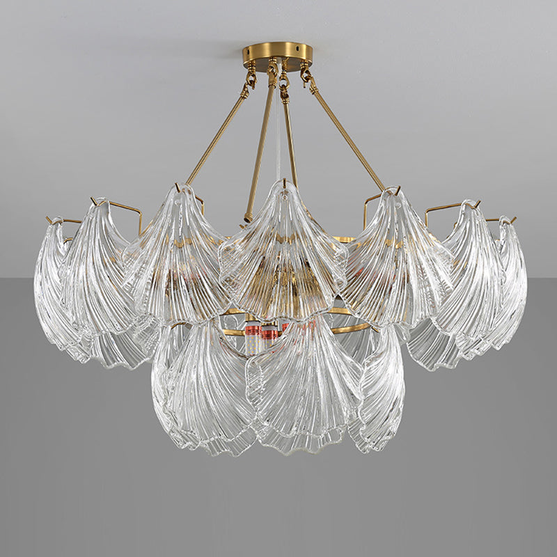 Elegant Ribbed Glass Chandelier, 4/8/9/12 Lights for Modern Living Room