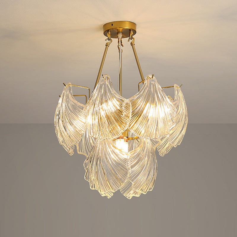 Elegant Ribbed Glass Chandelier, 4/8/9/12 Lights for Modern Living Room