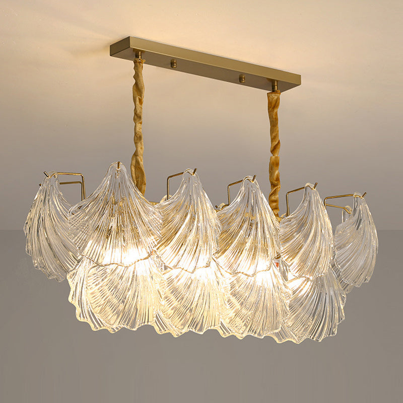Elegant Ribbed Glass Chandelier, 4/8/9/12 Lights for Modern Living Room
