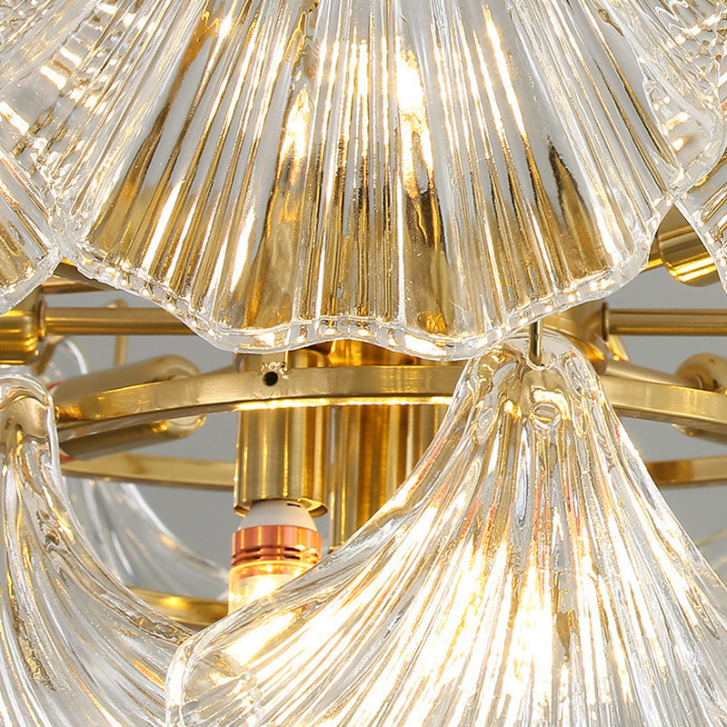 Elegant Ribbed Glass Chandelier, 4/8/9/12 Lights for Modern Living Room