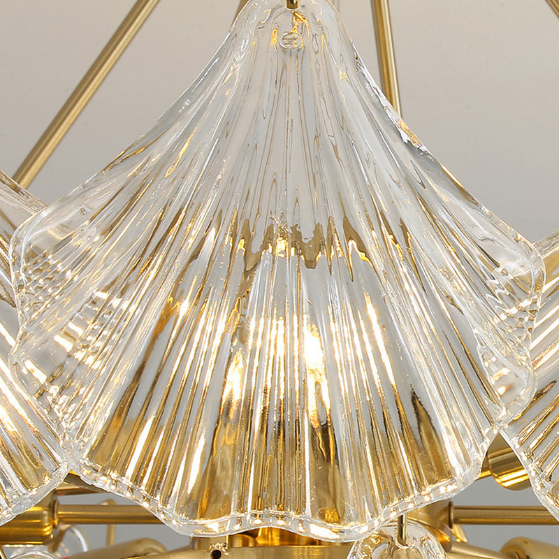 Elegant Ribbed Glass Chandelier, 4/8/9/12 Lights for Modern Living Room