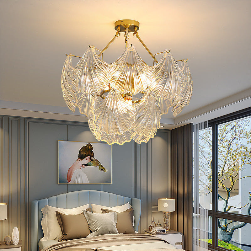 Elegant Ribbed Glass Chandelier, 4/8/9/12 Lights for Modern Living Room