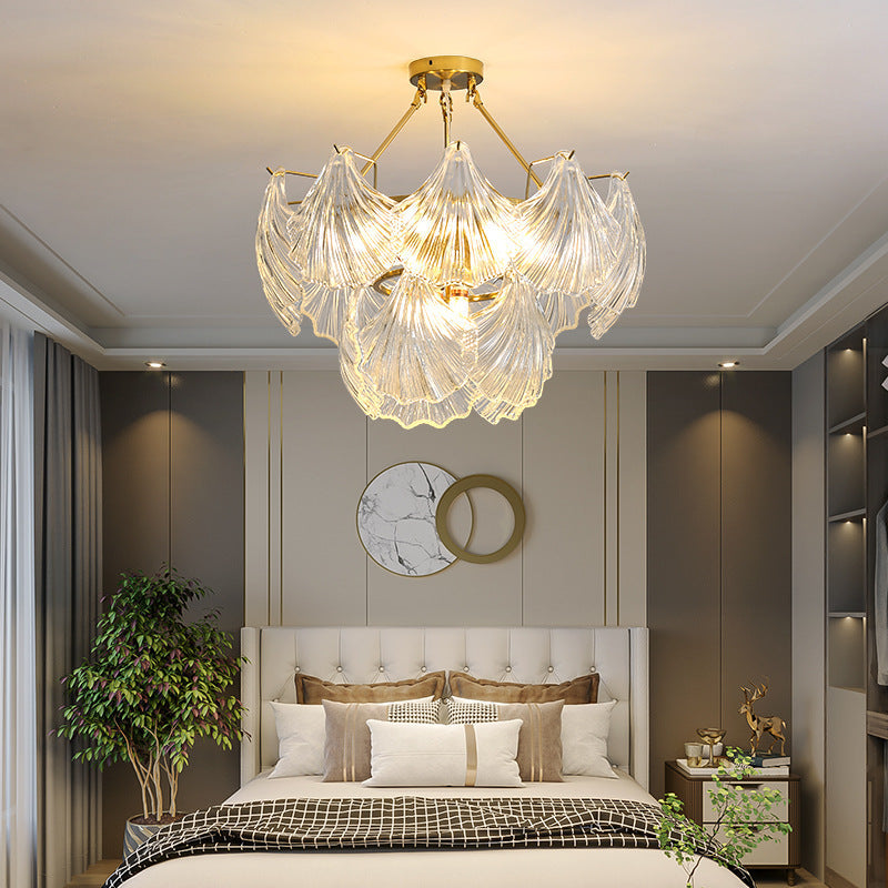 Elegant Ribbed Glass Chandelier, 4/8/9/12 Lights for Modern Living Room