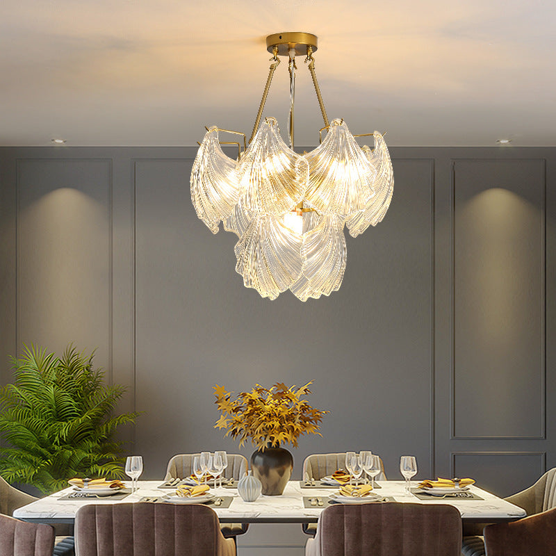 Elegant Ribbed Glass Chandelier, 4/8/9/12 Lights for Modern Living Room
