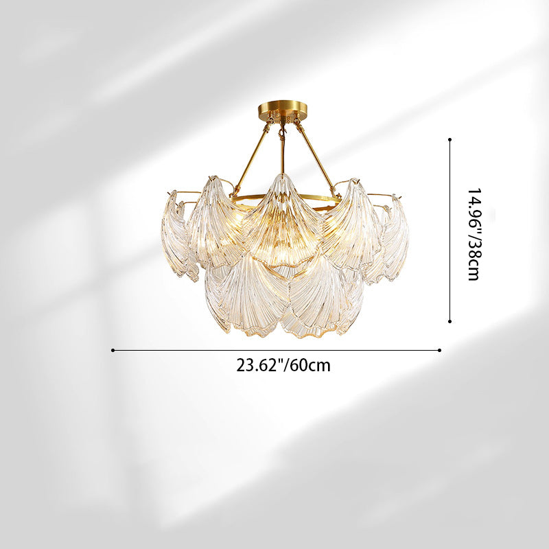 Elegant Ribbed Glass Chandelier, 4/8/9/12 Lights for Modern Living Room