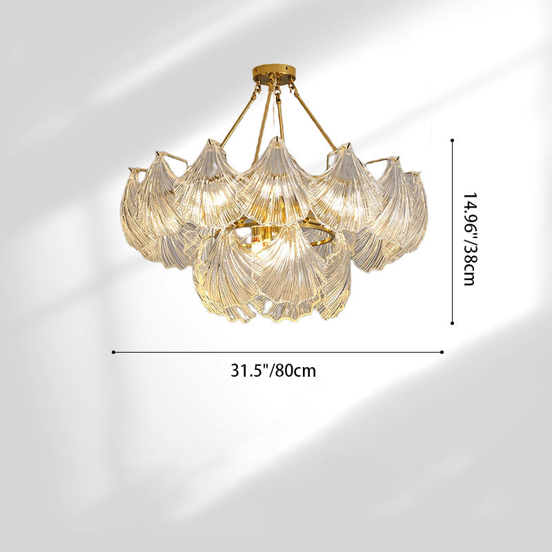 Elegant Ribbed Glass Chandelier, 4/8/9/12 Lights for Modern Living Room
