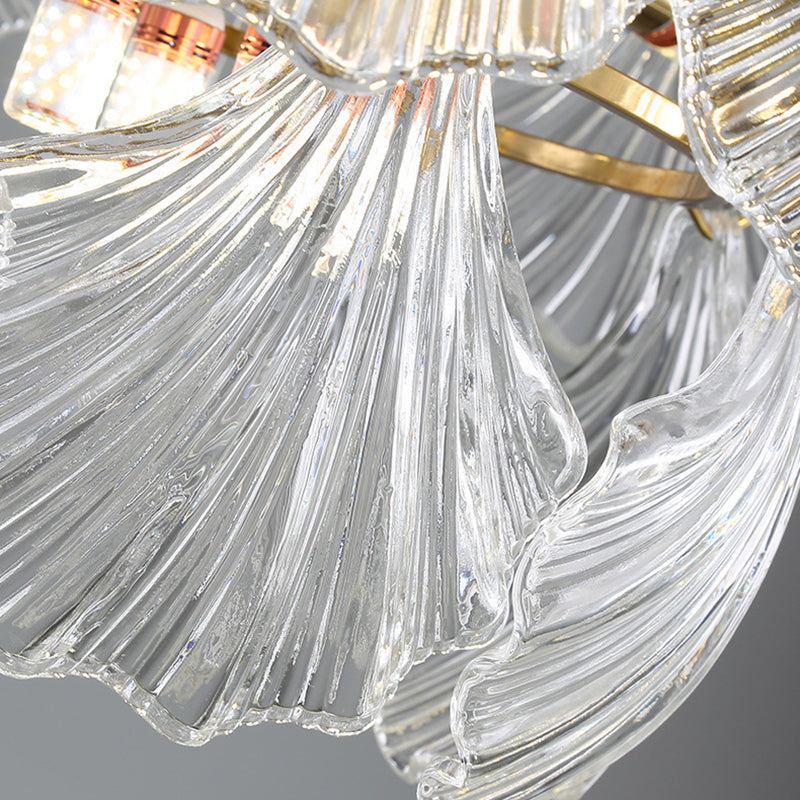 Elegant Ribbed Glass Chandelier, 4/8/9/12 Lights for Modern Living Room