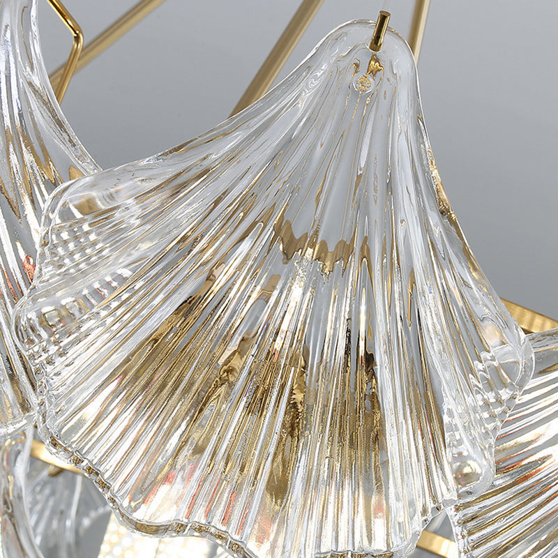 Elegant Ribbed Glass Chandelier, 4/8/9/12 Lights for Modern Living Room