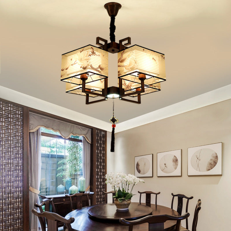 Elegant Traditional Iron Rectangular Tassel Chandeliers for Living Room