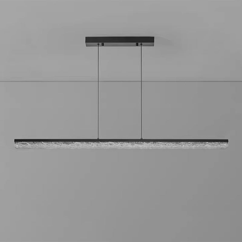 Sleek Black Iron Acrylic Long Strip LED Chandelier for Dining Room