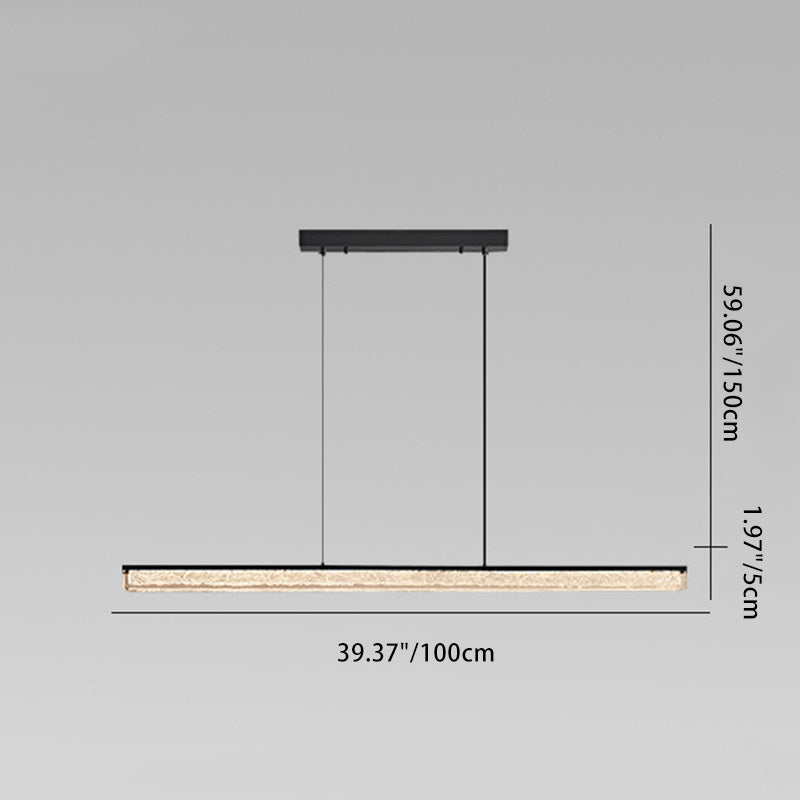 Sleek Black Iron Acrylic Long Strip LED Chandelier for Dining Room