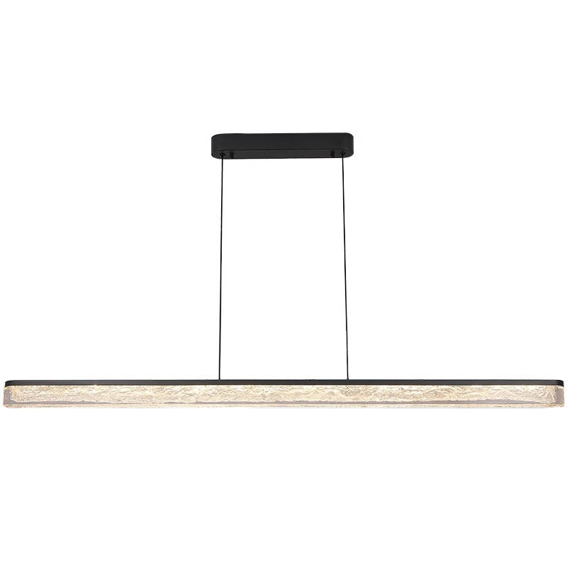 Sleek Black Iron Acrylic Long Strip LED Chandelier for Dining Room