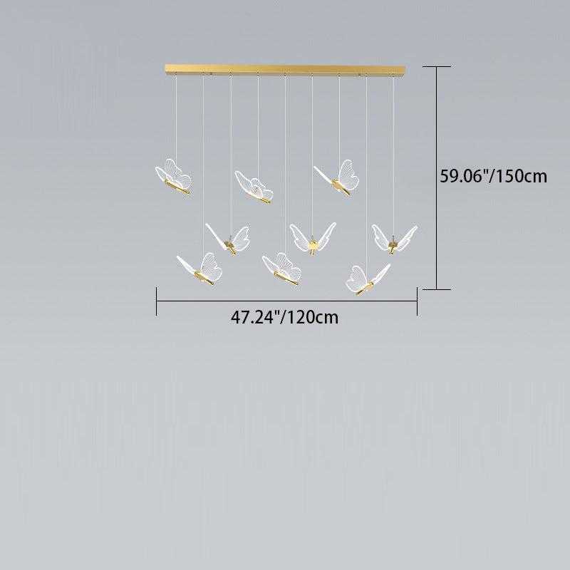 Adjustable Height Modern Acrylic LED Butterfly Chandelier for Dining Room