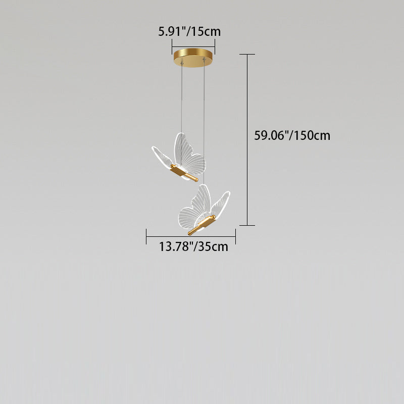 Adjustable Height Modern Acrylic LED Butterfly Chandelier for Dining Room