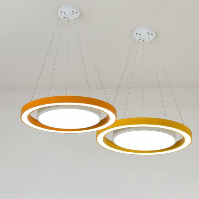Sleek Black Round LED Island Chandelier Light for Modern Bedroom Decor