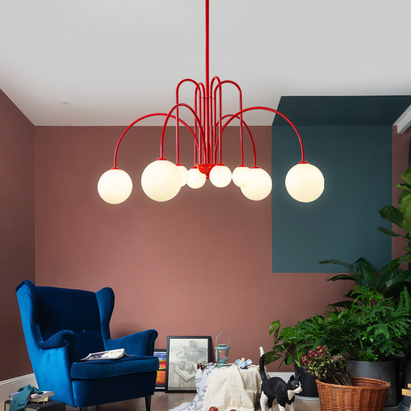 Nordic Iron Frame Glass Globe Chandelier for Dining Room, 6/8/12 Lights