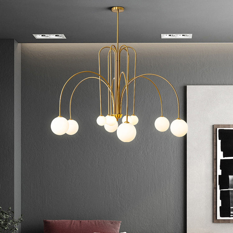 Nordic Iron Frame Glass Globe Chandelier for Dining Room, 6/8/12 Lights