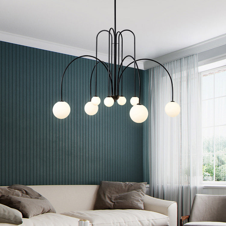 Nordic Iron Frame Glass Globe Chandelier for Dining Room, 6/8/12 Lights