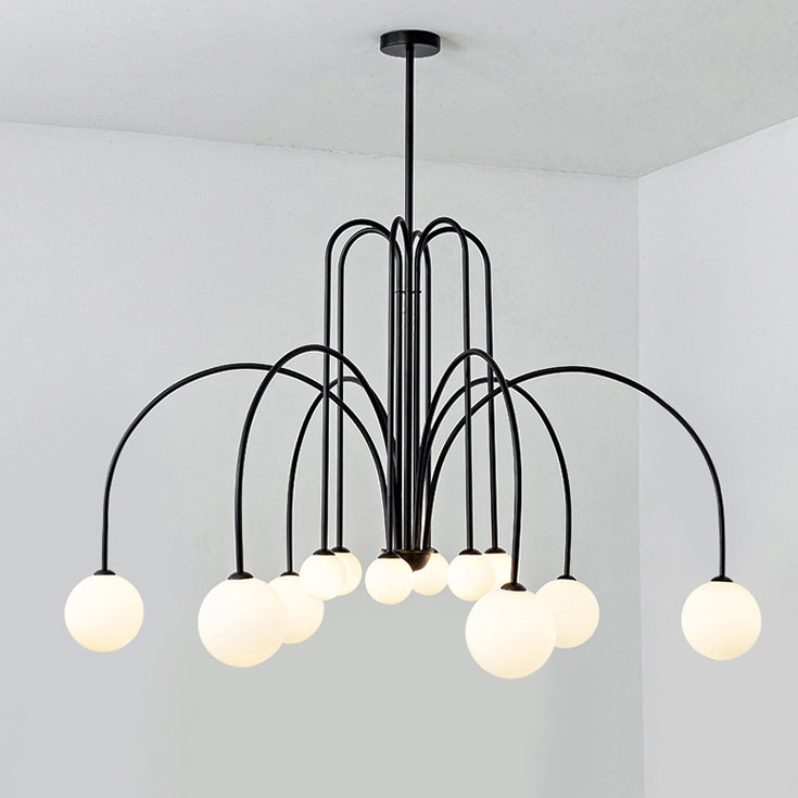 Nordic Iron Frame Glass Globe Chandelier for Dining Room, 6/8/12 Lights