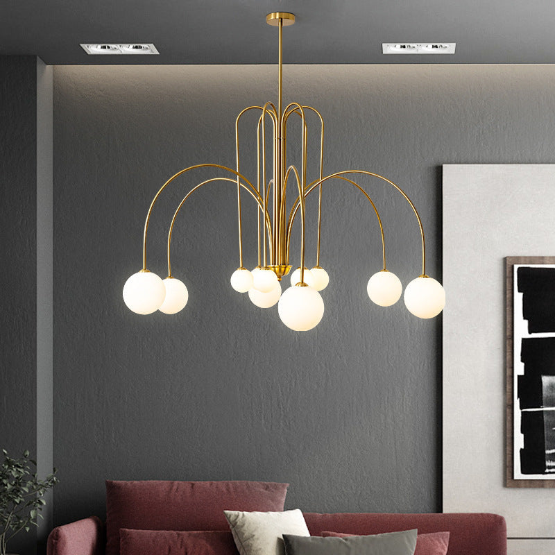 Nordic Iron Frame Glass Globe Chandelier for Dining Room, 6/8/12 Lights