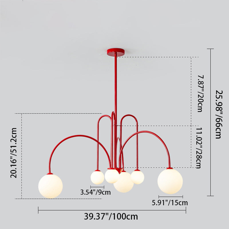 Nordic Iron Frame Glass Globe Chandelier for Dining Room, 6/8/12 Lights
