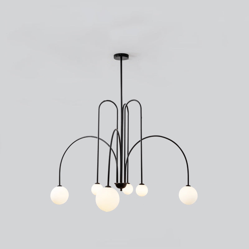 Nordic Iron Frame Glass Globe Chandelier for Dining Room, 6/8/12 Lights