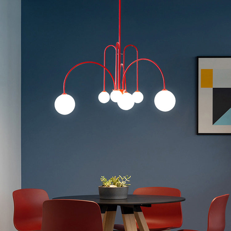 Nordic Iron Frame Glass Globe Chandelier for Dining Room, 6/8/12 Lights