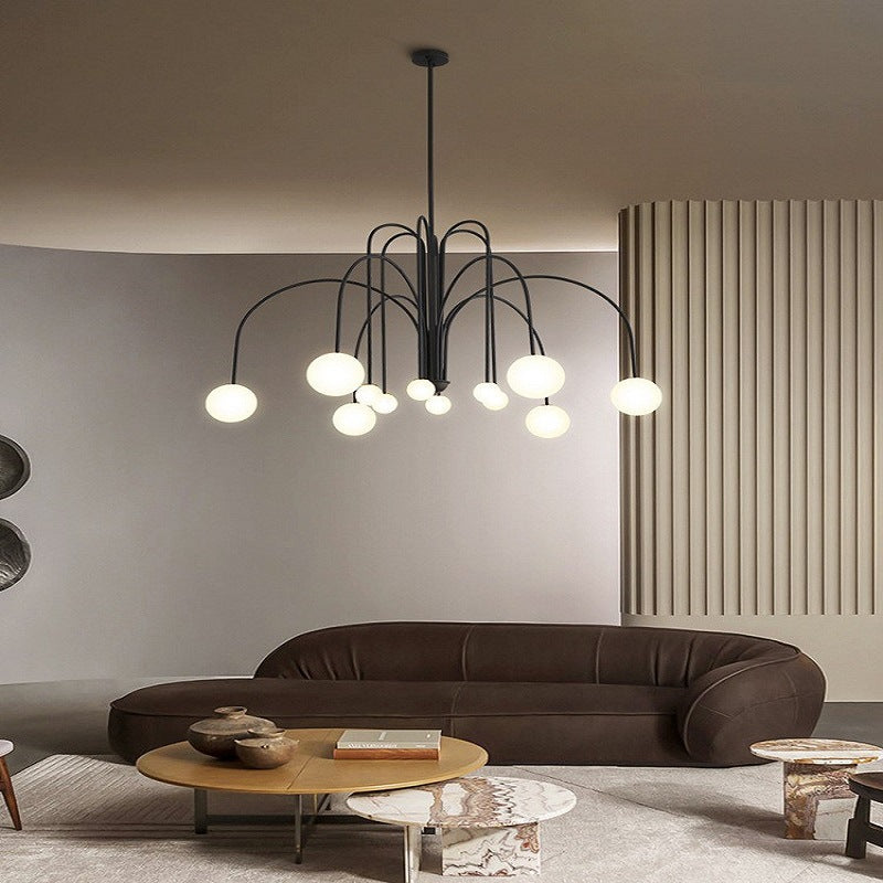 Nordic Iron Frame Glass Globe Chandelier for Dining Room, 6/8/12 Lights