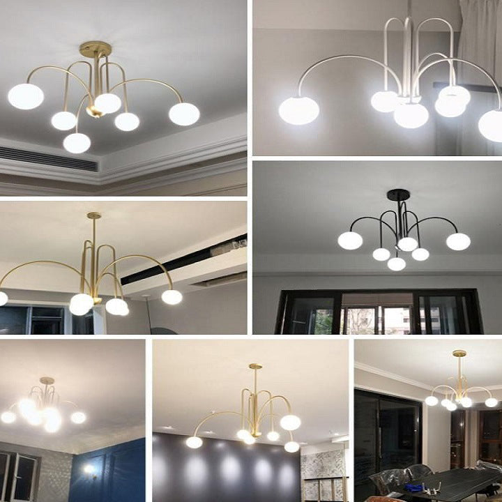 Nordic Iron Frame Glass Globe Chandelier for Dining Room, 6/8/12 Lights