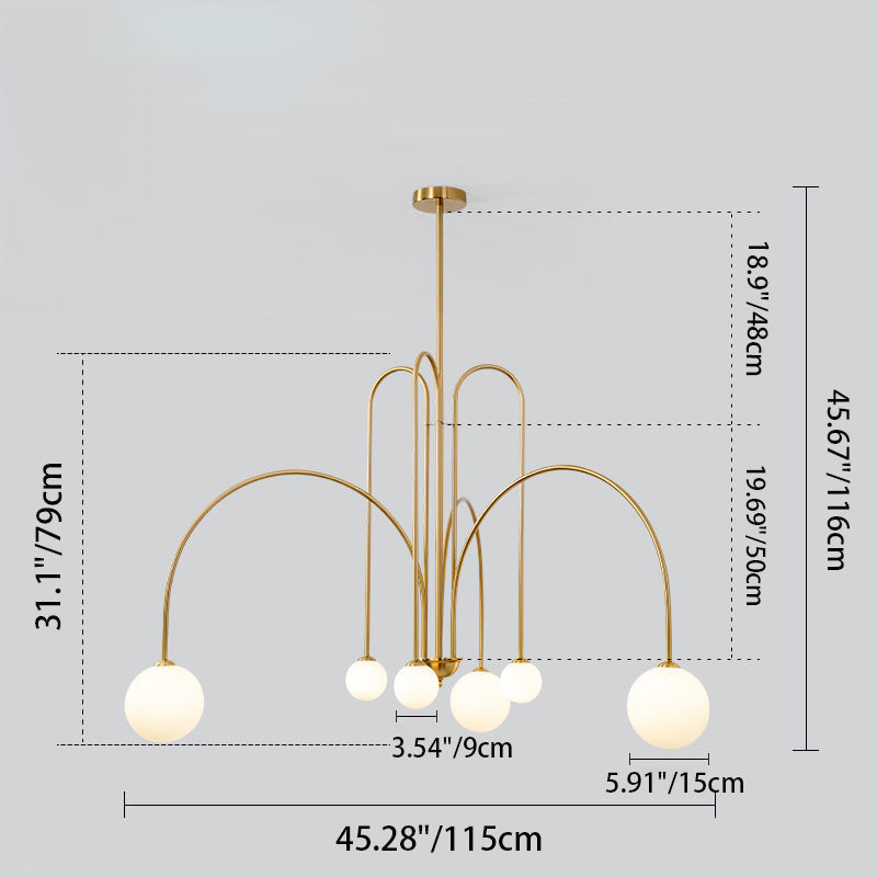 Nordic Iron Frame Glass Globe Chandelier for Dining Room, 6/8/12 Lights