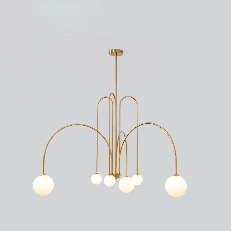 Nordic Iron Frame Glass Globe Chandelier for Dining Room, 6/8/12 Lights