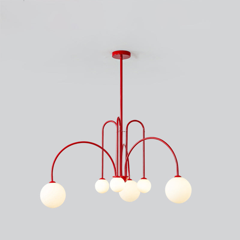 Nordic Iron Frame Glass Globe Chandelier for Dining Room, 6/8/12 Lights