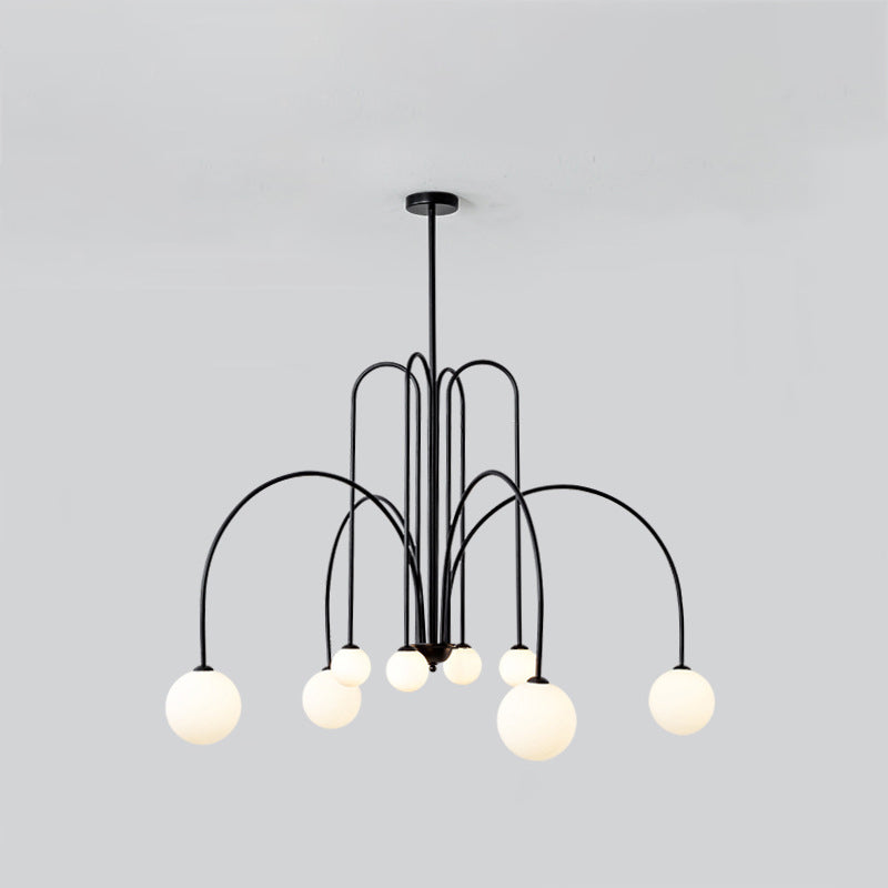 Nordic Iron Frame Glass Globe Chandelier for Dining Room, 6/8/12 Lights