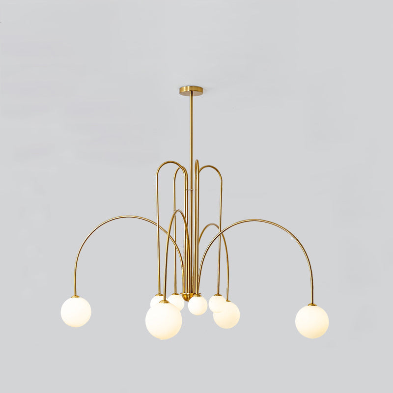 Nordic Iron Frame Glass Globe Chandelier for Dining Room, 6/8/12 Lights
