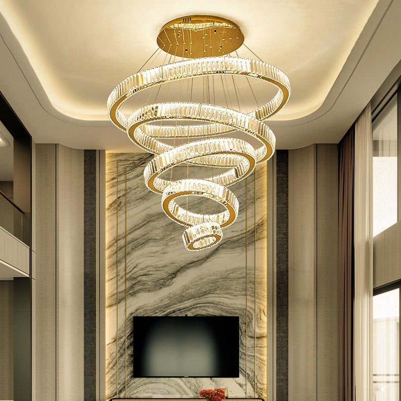 Elegant Modern Stainless Steel Crystal LED Chandelier for Living Room