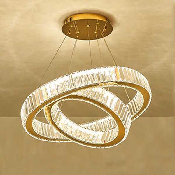 Elegant Modern Stainless Steel Crystal LED Chandelier for Living Room