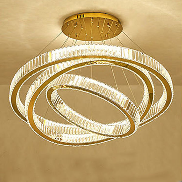 Elegant Modern Stainless Steel Crystal LED Chandelier for Living Room