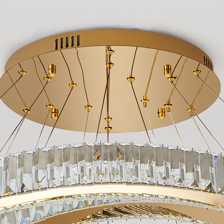 Elegant Modern Stainless Steel Crystal LED Chandelier for Living Room