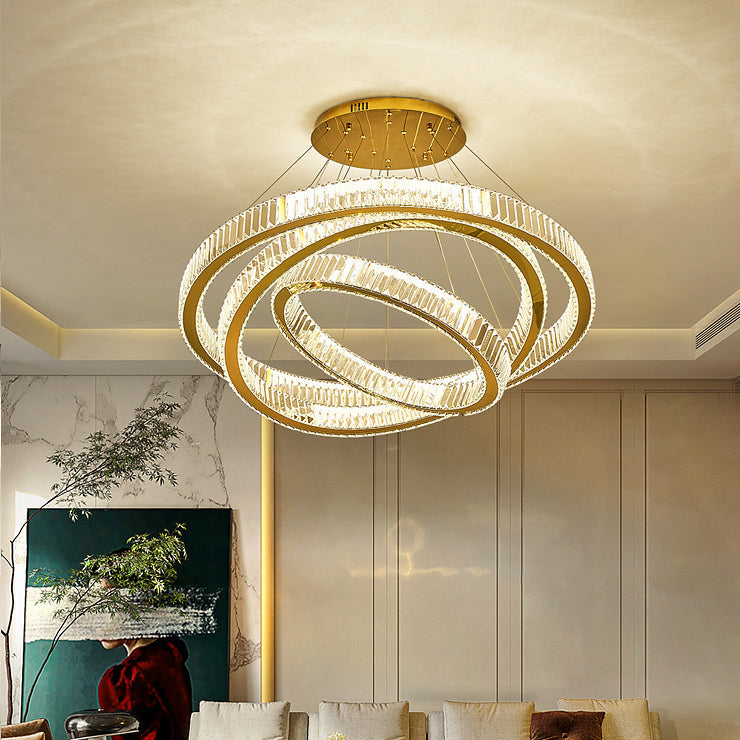 Elegant Modern Stainless Steel Crystal LED Chandelier for Living Room