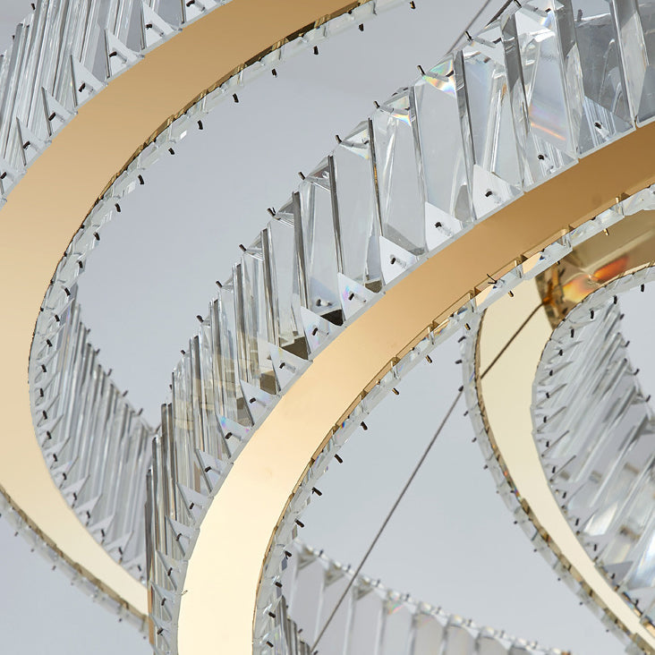 Elegant Modern Stainless Steel Crystal LED Chandelier for Living Room