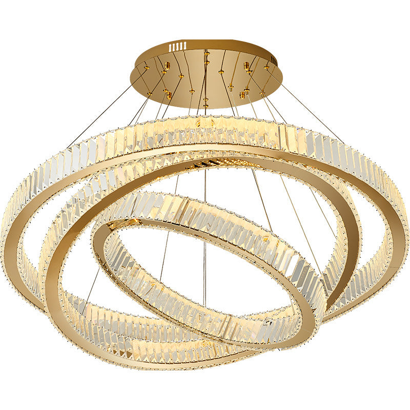 Elegant Modern Stainless Steel Crystal LED Chandelier for Living Room