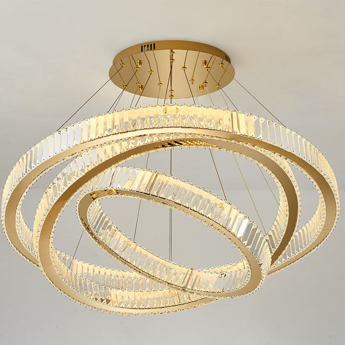 Elegant Modern Stainless Steel Crystal LED Chandelier for Living Room