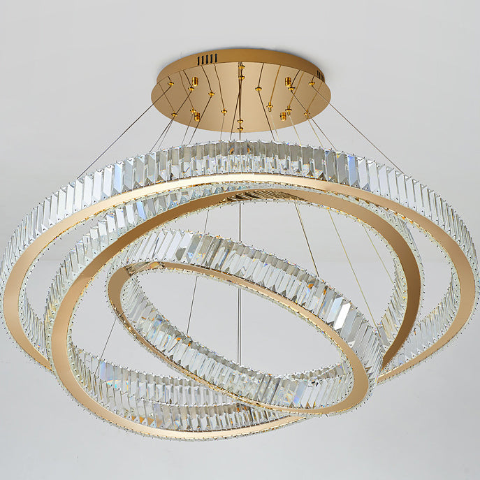 Elegant Modern Stainless Steel Crystal LED Chandelier for Living Room