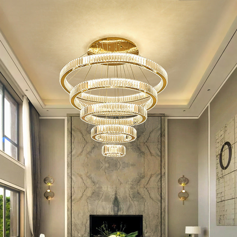 Elegant Modern Stainless Steel Crystal LED Chandelier for Living Room