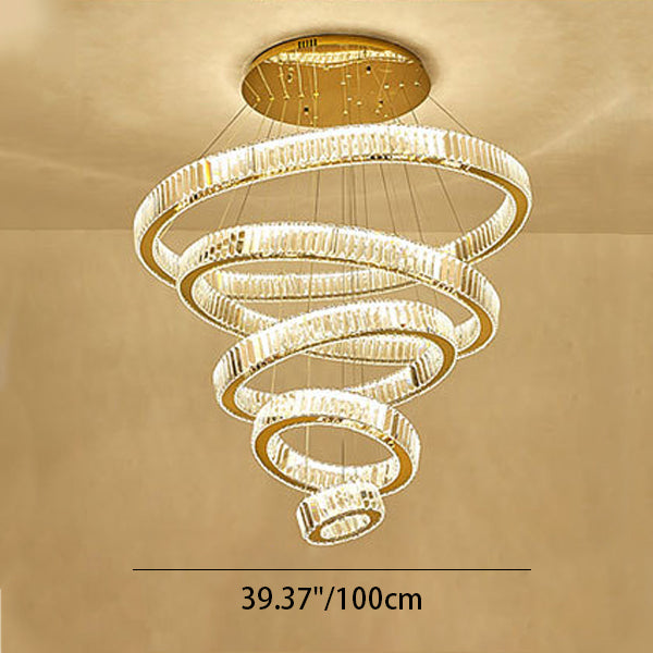 Elegant Modern Stainless Steel Crystal LED Chandelier for Living Room