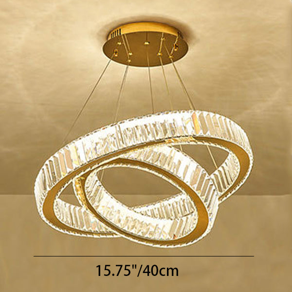 Elegant Modern Stainless Steel Crystal LED Chandelier for Living Room